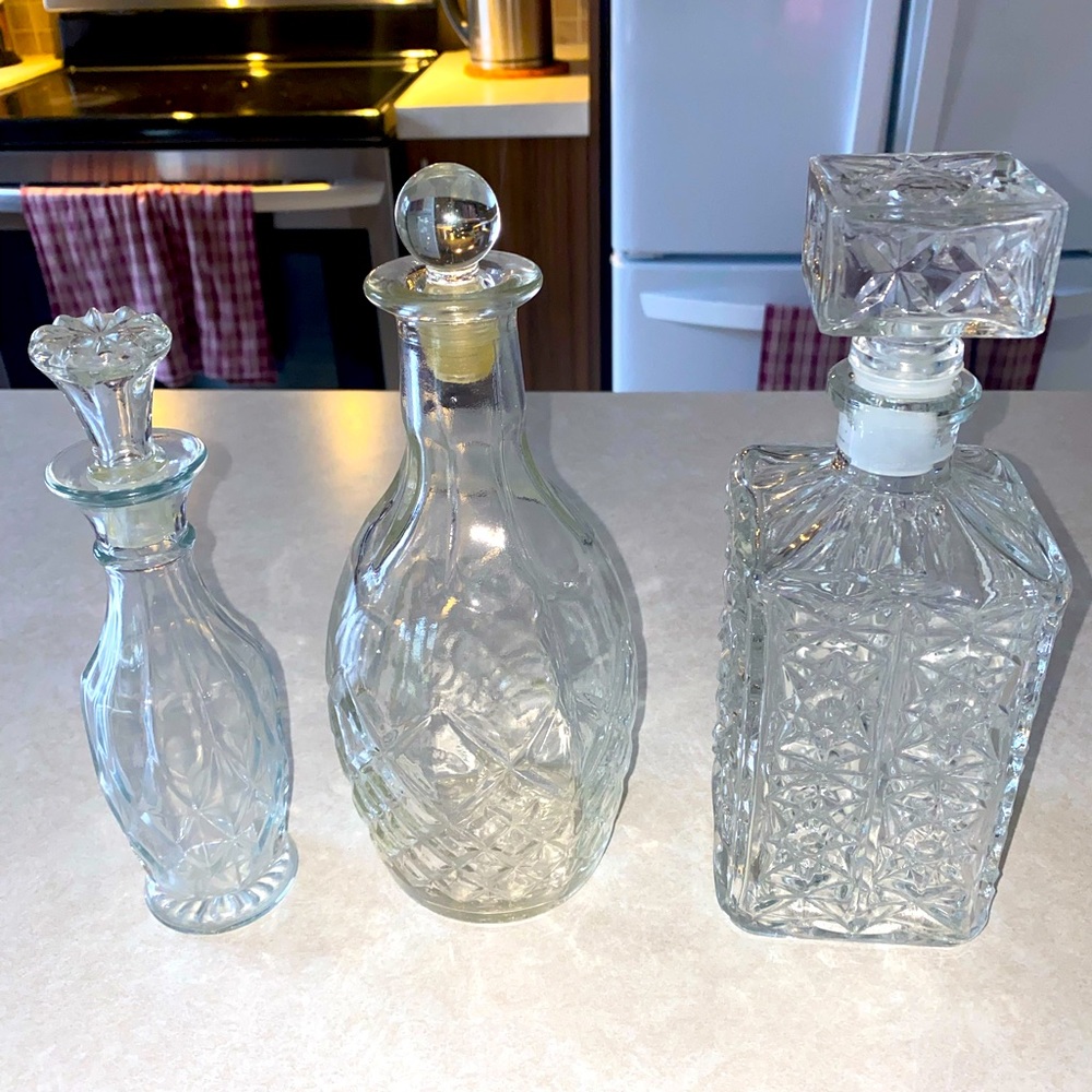 3 vintage decanter bottles